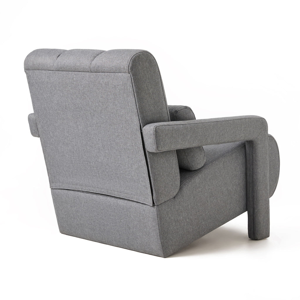 The Cosette Accent Chair | Dark Gray Linen with Vertical Tufting