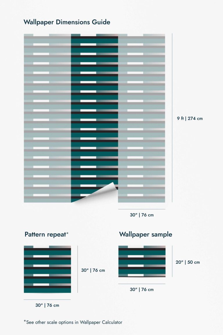 The Marguerite Wallpaper — Teal & Graphite Stripe — teal stripes scale jpg