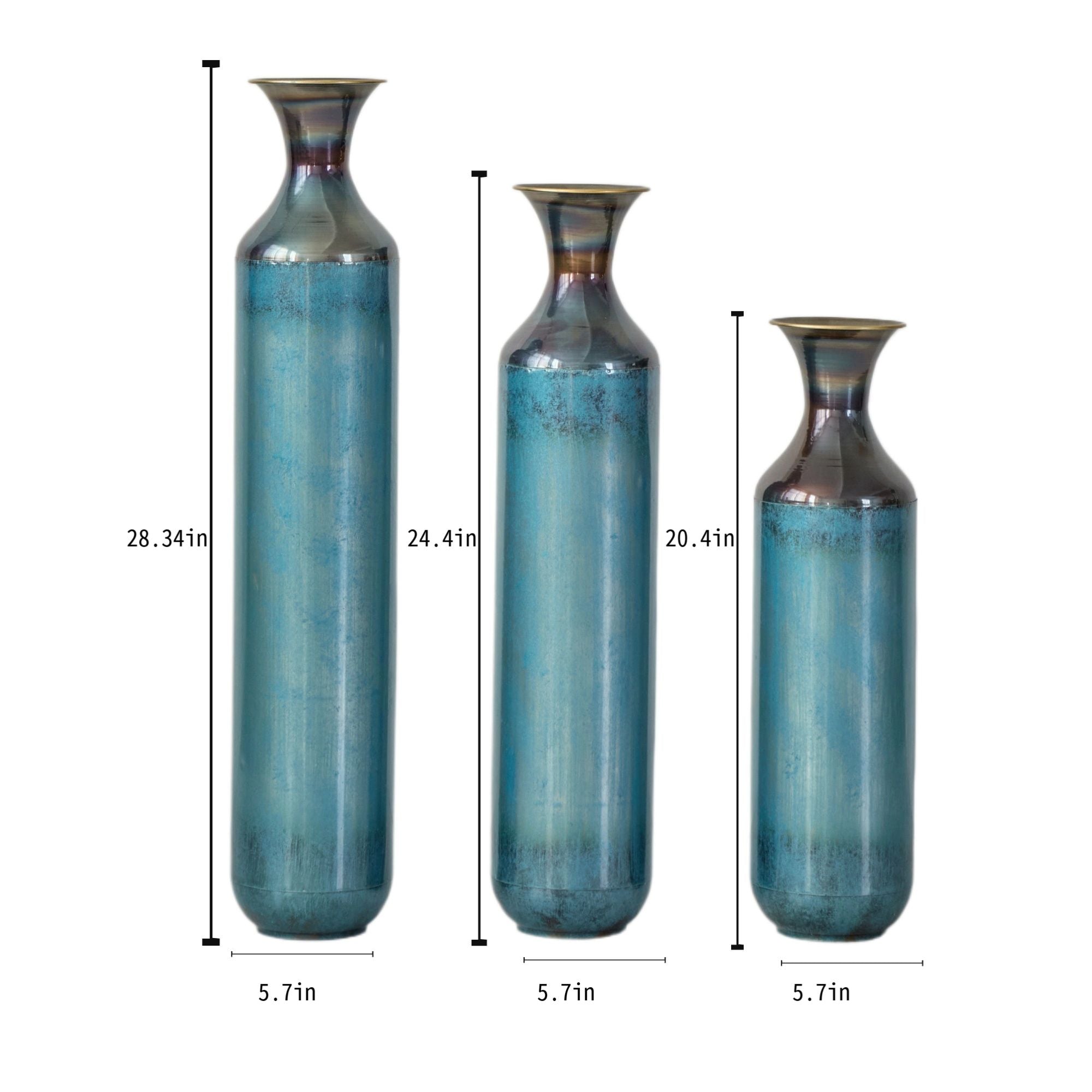 The Fleurine Vase Trio — Fire-Patinated Metal — jpg