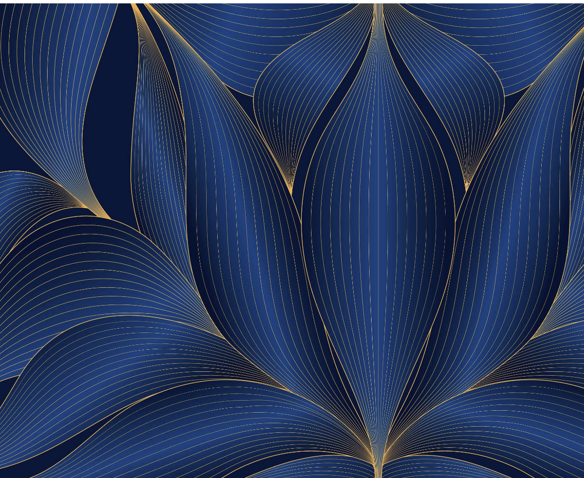 The Théodine Mural | Midnight Art Deco Waterlily