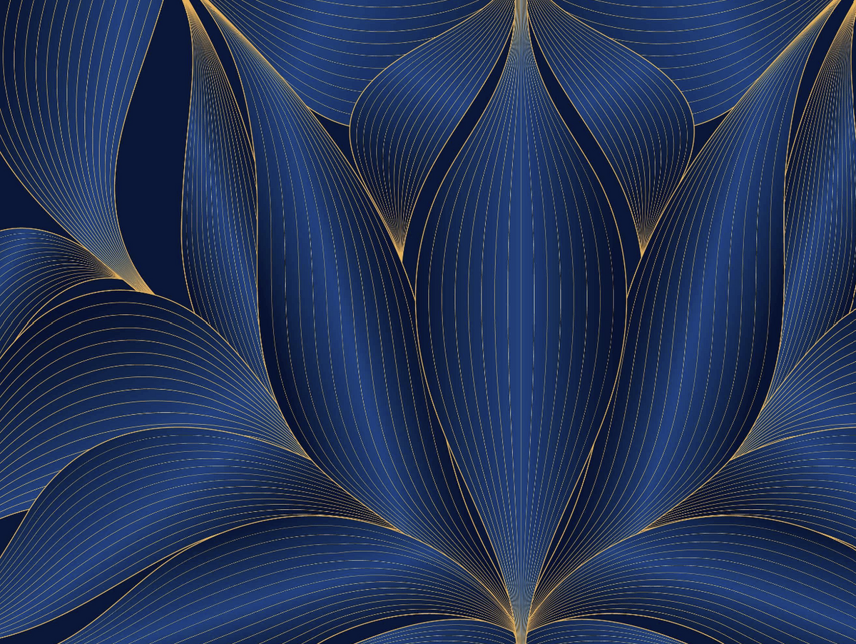 The Théodine Mural | Midnight Art Deco Waterlily