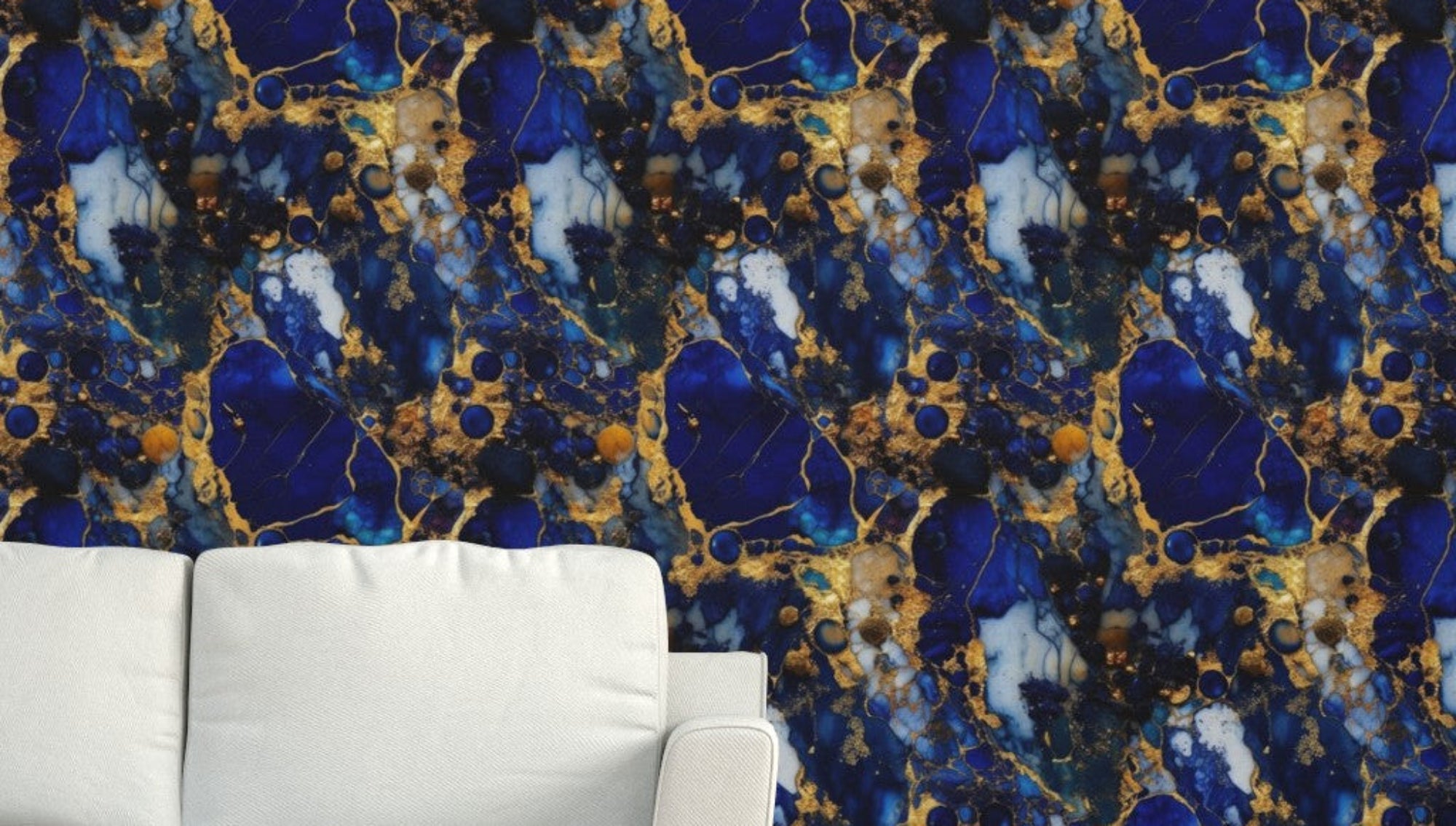 The Astrée Wallpaper — Lapis & Gold Vein — product view