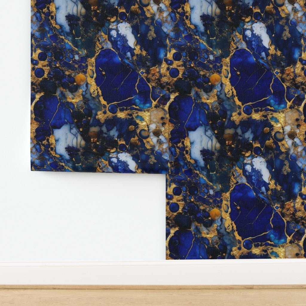 The Astrée Wallpaper — Lapis & Gold Vein — jpg