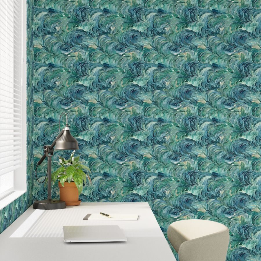 The Laurène Wallpaper — Emerald Plume — jpg