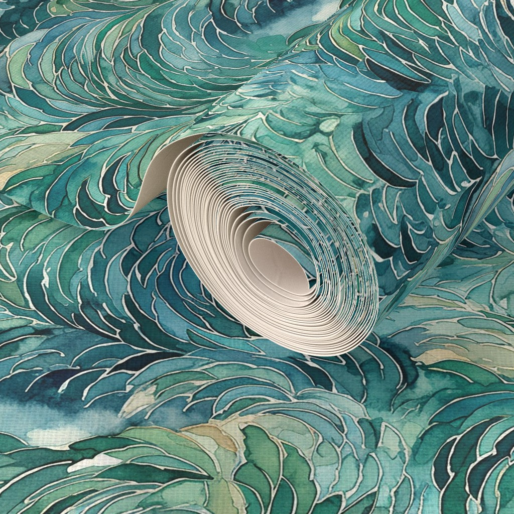 The Laurène Wallpaper — Emerald Plume — jpg