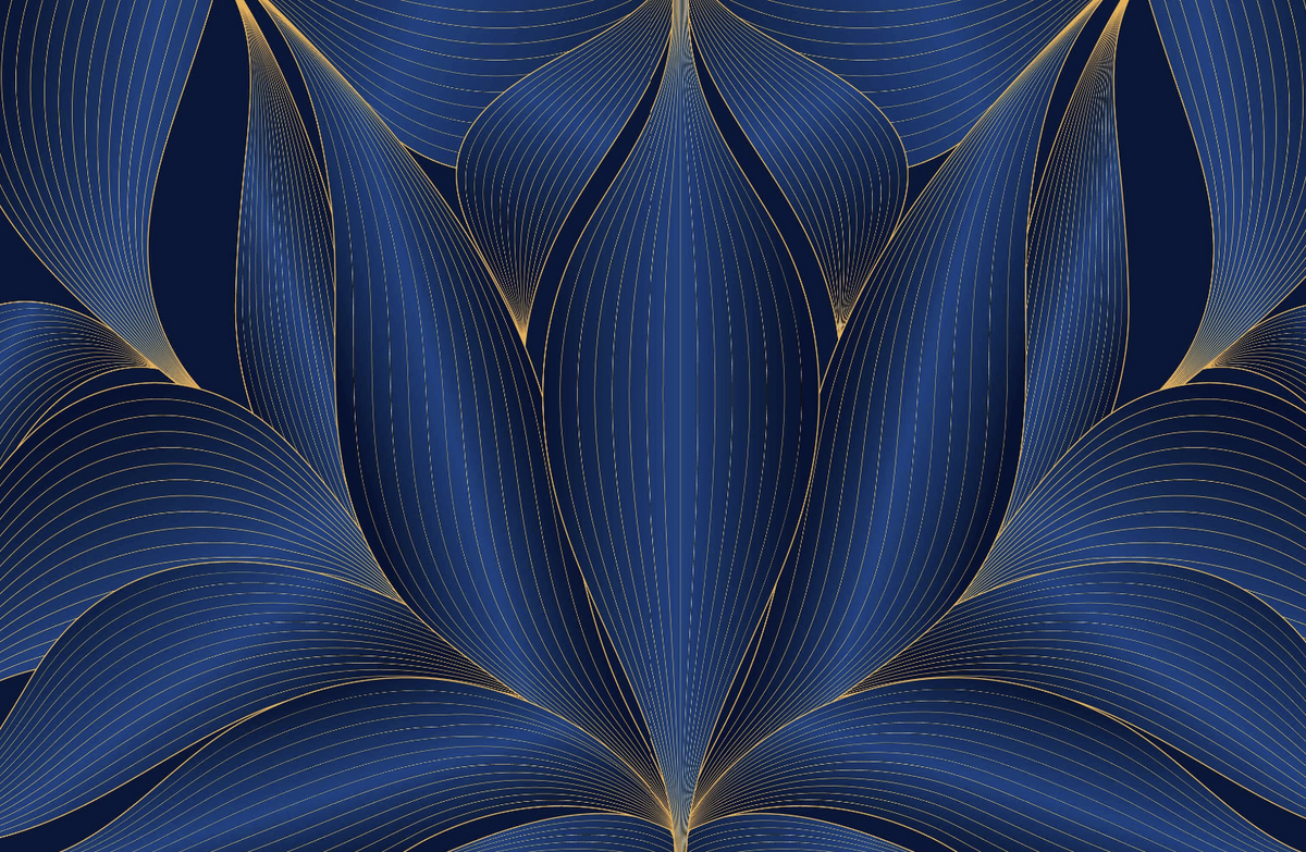 The Théodine Mural | Midnight Art Deco Waterlily