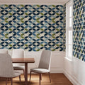 The Aline Wallpaper — Nordic Petal, Blue & Olive — product view