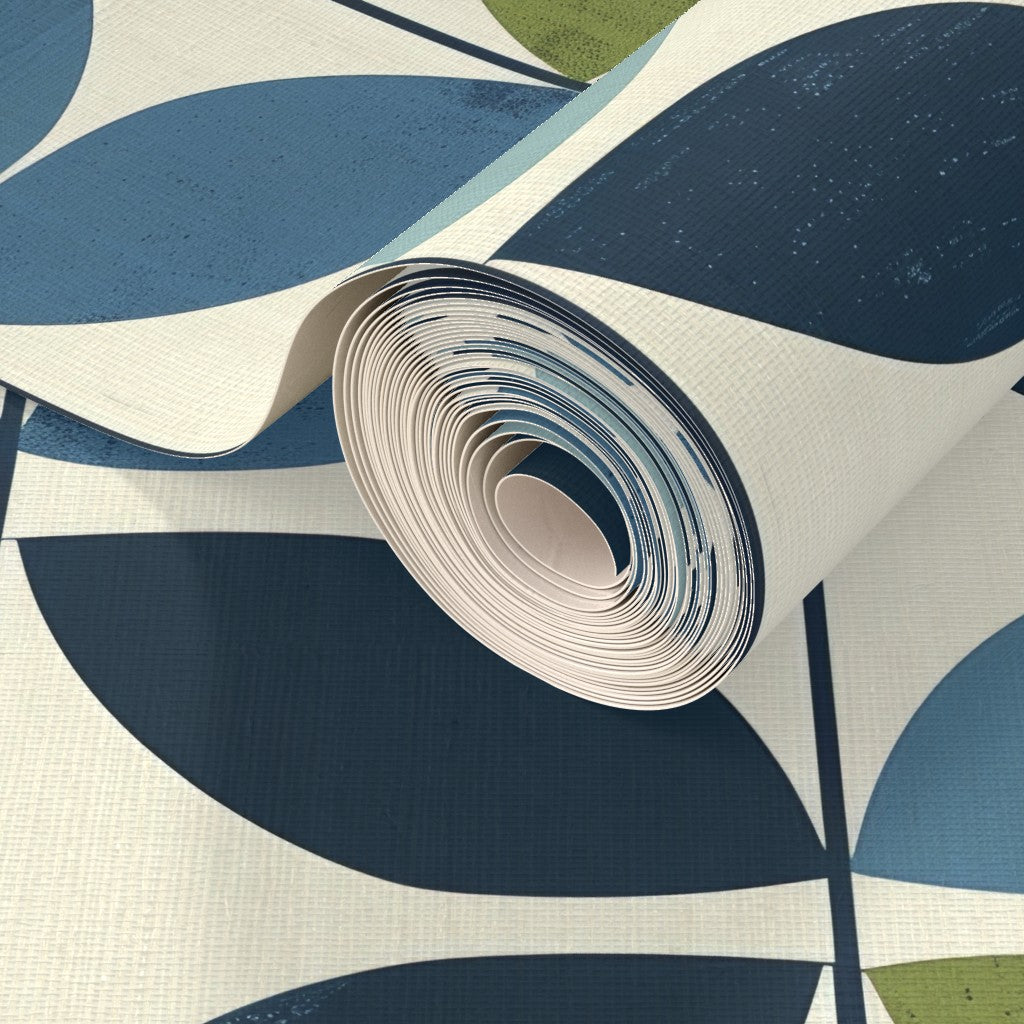 The Aline Wallpaper — Nordic Petal, Blue & Olive — jpg