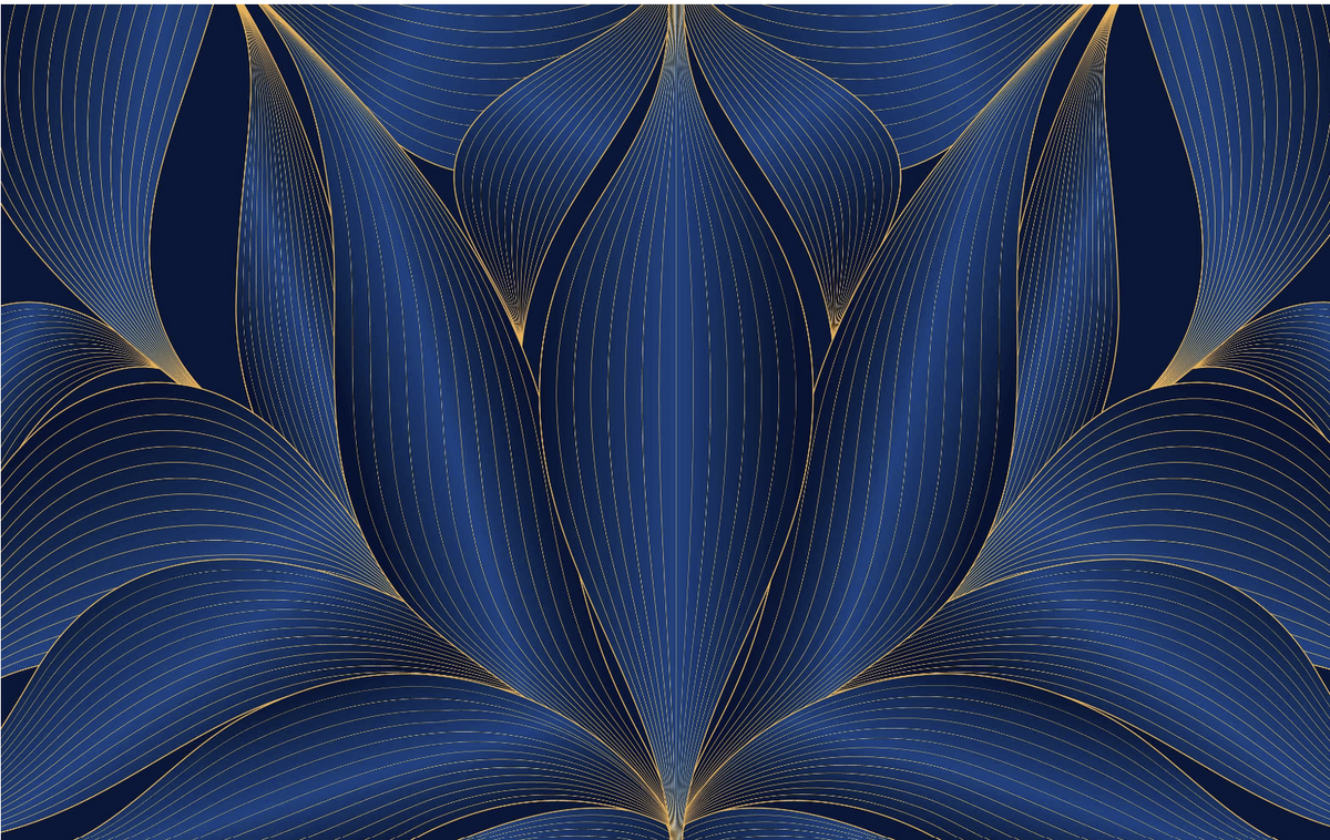 The Théodine Mural | Midnight Art Deco Waterlily