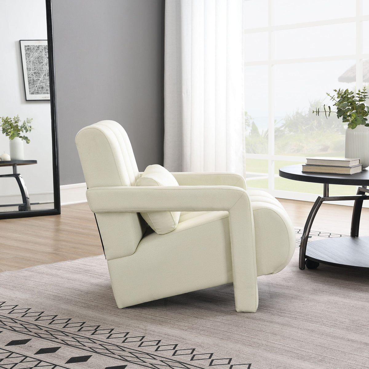 The Cosette Accent Chair | Dark Gray Linen with Vertical Tufting