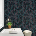 The Léonore Wallpaper — Teal Foliage — product view