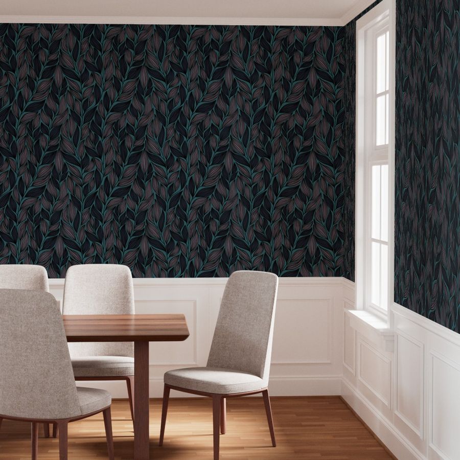 The Léonore Wallpaper — Teal Foliage — jpg