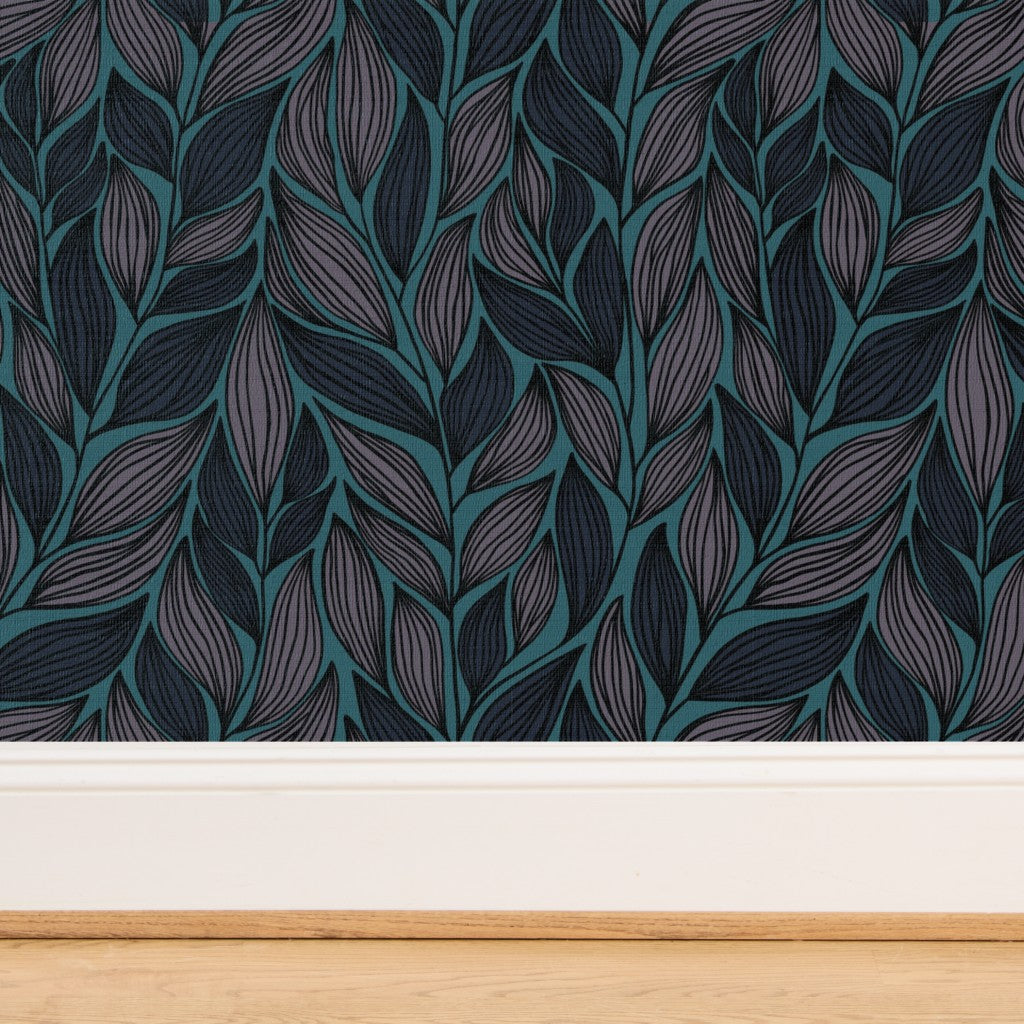 The Léonore Wallpaper — Teal Foliage — jpg