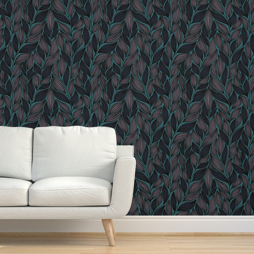 The Léonore Wallpaper — Teal Foliage — jpg