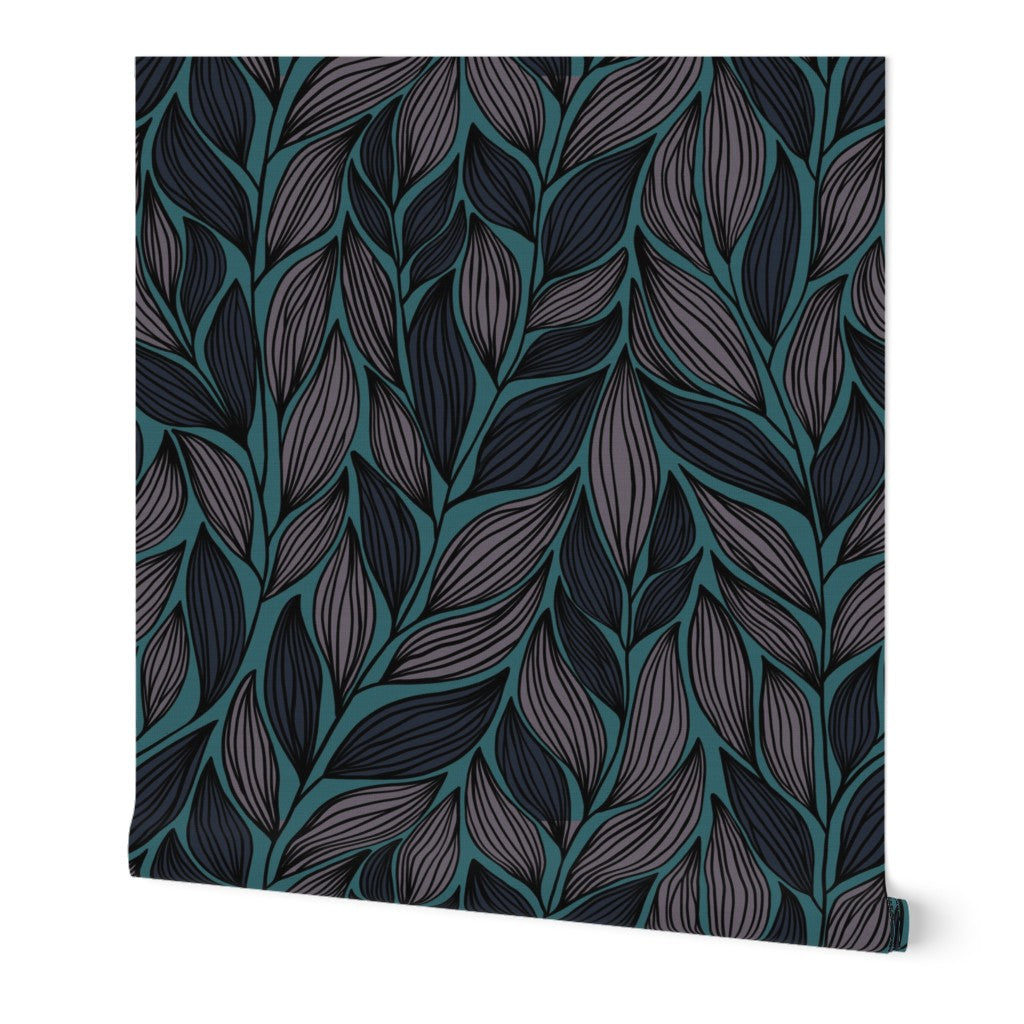 The Léonore Wallpaper — Teal Foliage — jpg
