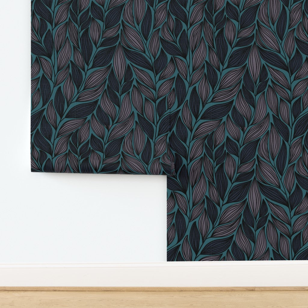 The Léonore Wallpaper — Teal Foliage — jpg