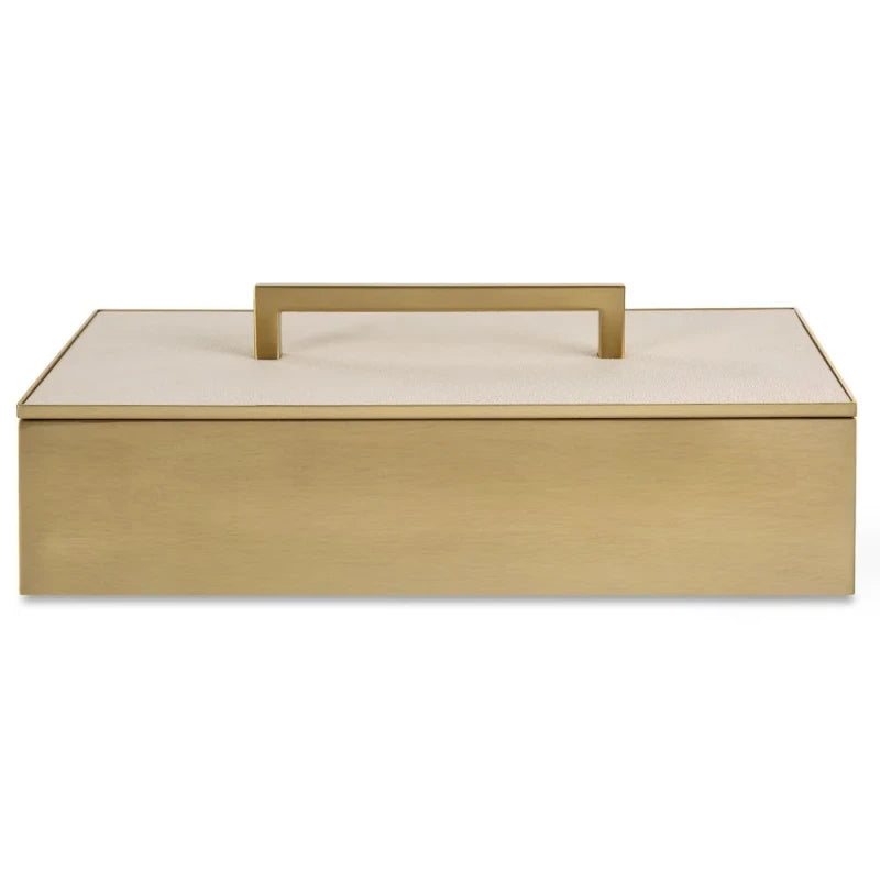 The Constance Decorative Box shown in a clean product view highlighting its white faux shagreen & brass.
