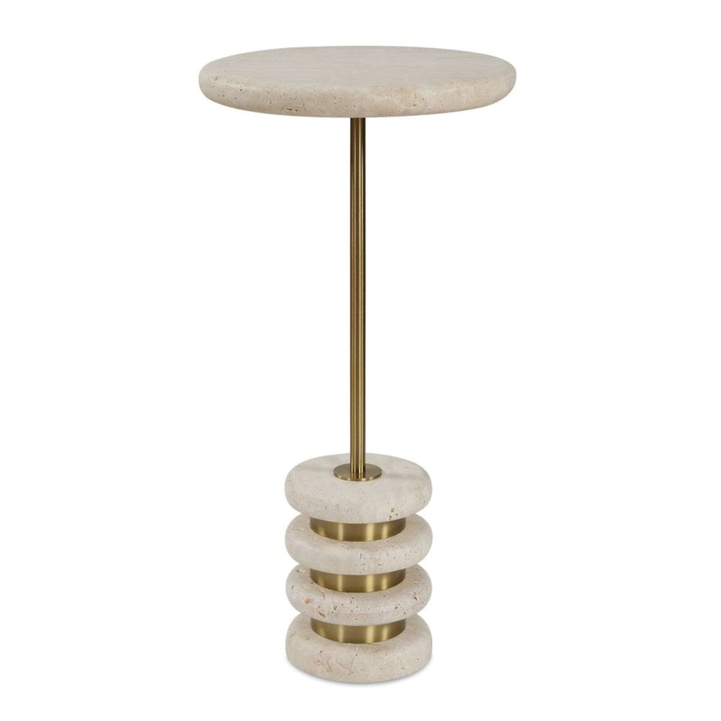 The Rémi Travertine Drink Table | Travertine & Brushed Brass