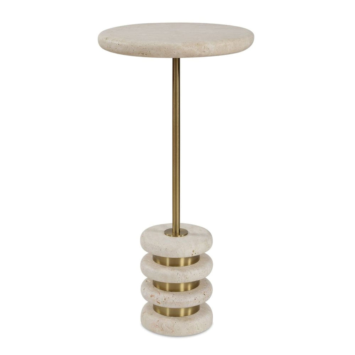 The Rémi Travertine Drink Table | Travertine & Brushed Brass