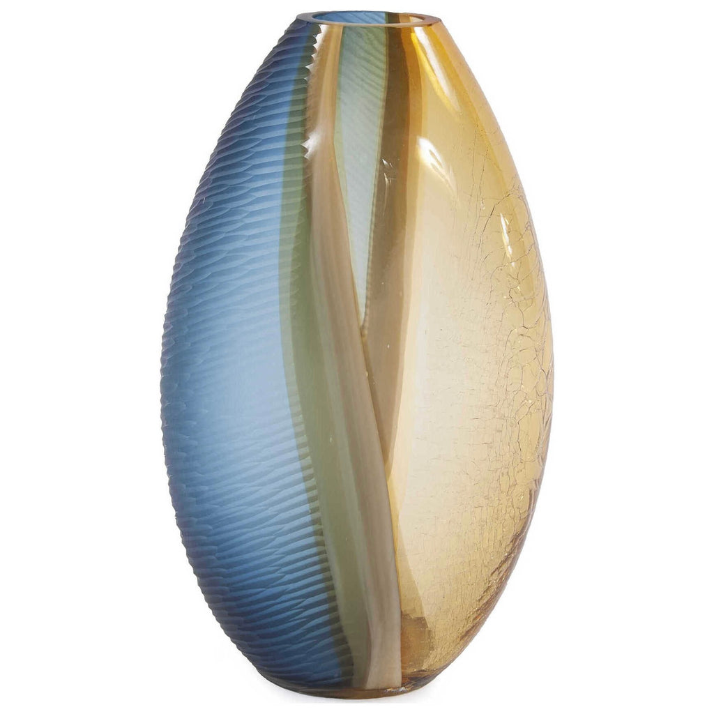 The Élise Vase | Blue & Amber Hand-Blown Glass