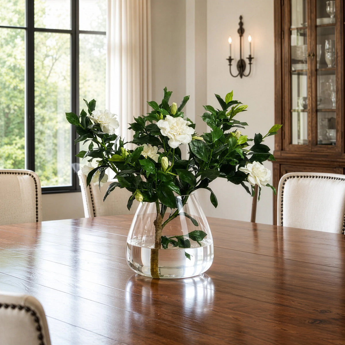 The Sylvie Gardenia Arrangement | White Gardenias in Clear Glass