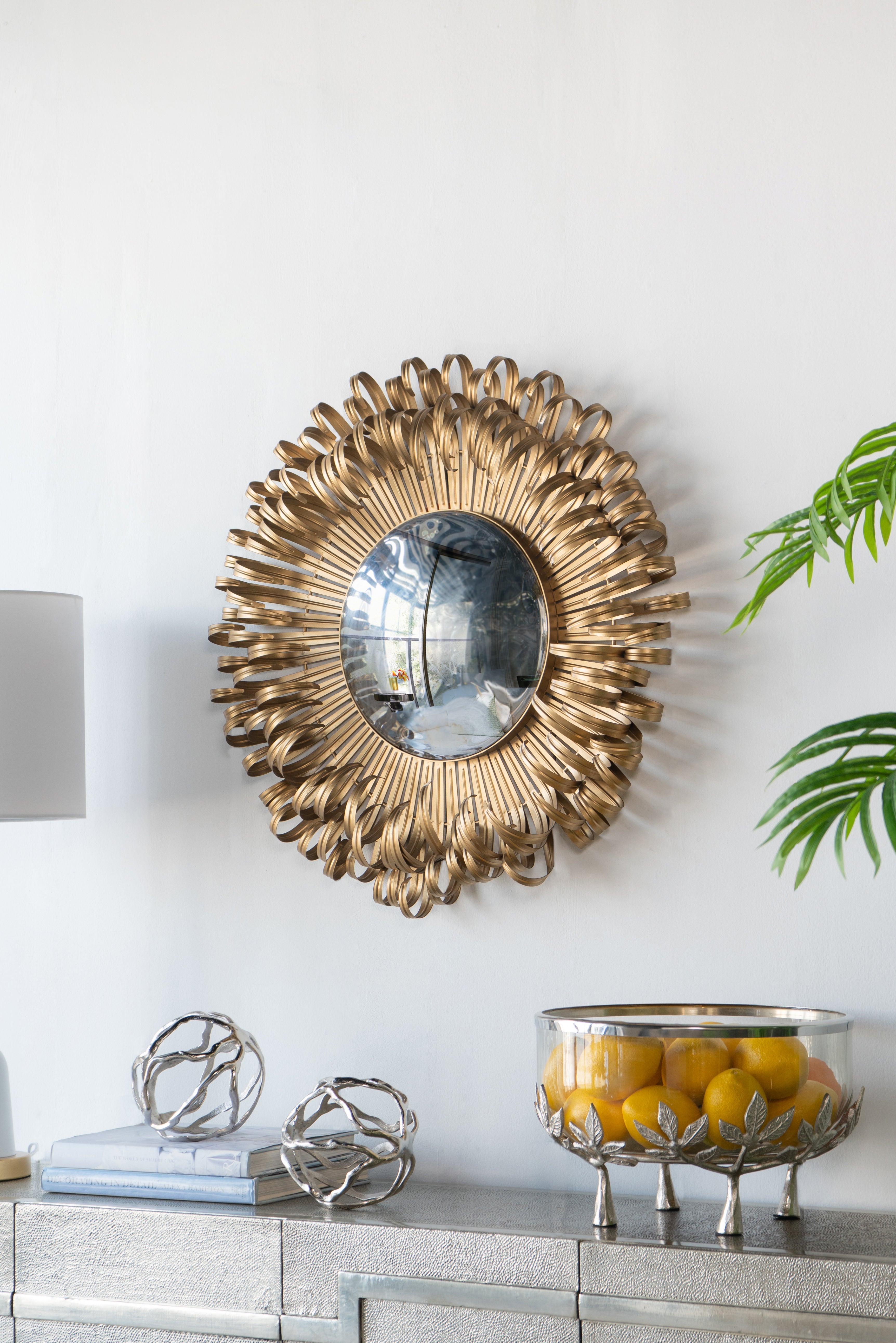 The Vivienne Sunburst Mirror — Antiqued Gold Iron — dca jpg