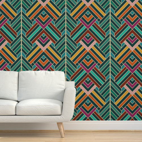 The Adrienne Wallpaper — Art Deco Chevron — product view
