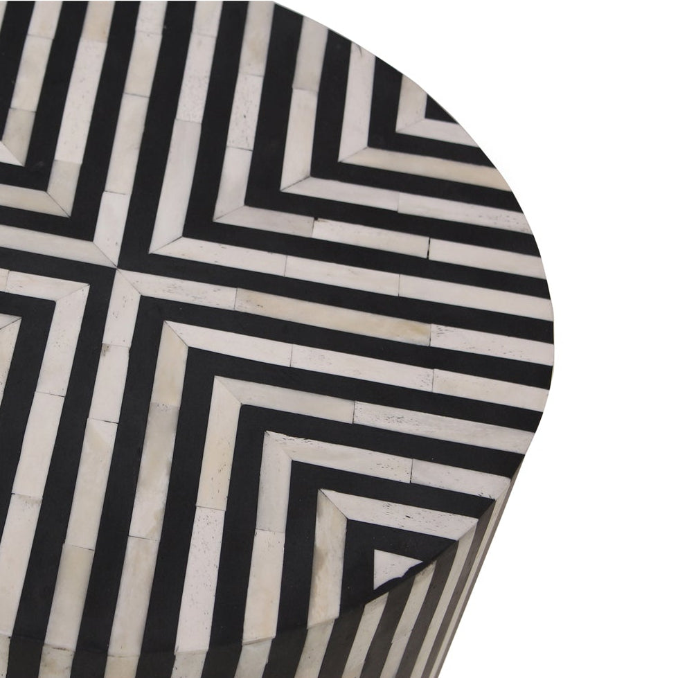 The Chameau Side Table | Black & White Bone Veneer