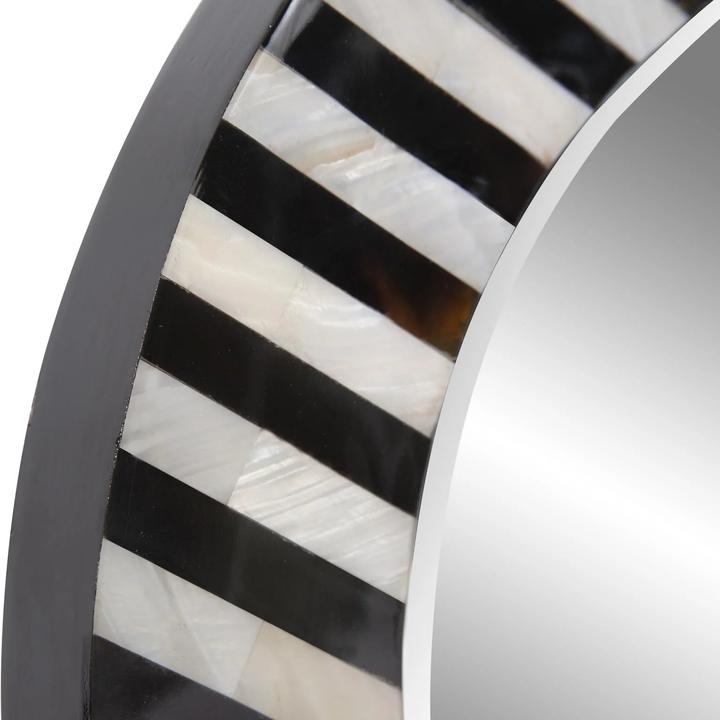 Second product view of the Julianna Horn & Shell Mirror showing the high-contrast handmade inlay.