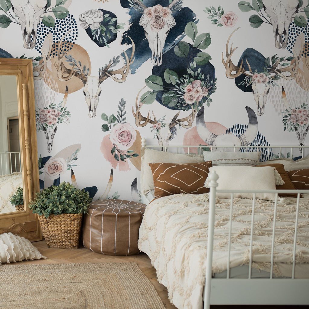 The Lawless Rose Wallpaper | Navy, Blush & Sage