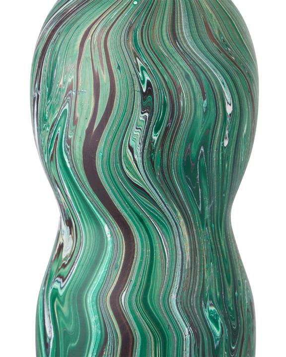 Second product view of the Tamarind Green Vase showing its narrow tapered profile and marbled green finish.