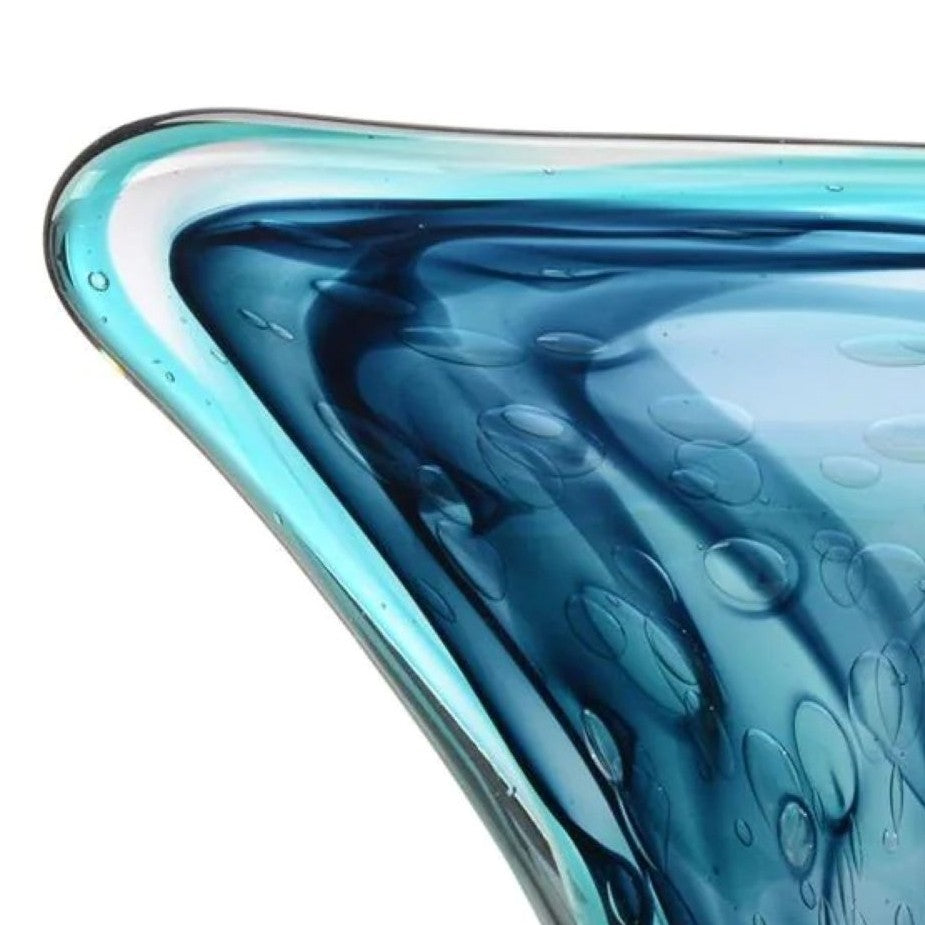 The Océane Handblown Glass Sculpture | Sapphire & Turquoise Glass