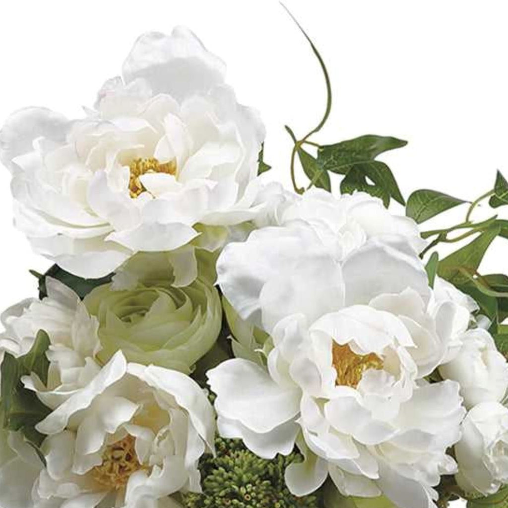 The Geneviève Peony & Ranunculus Arrangement | White Florals in Glass