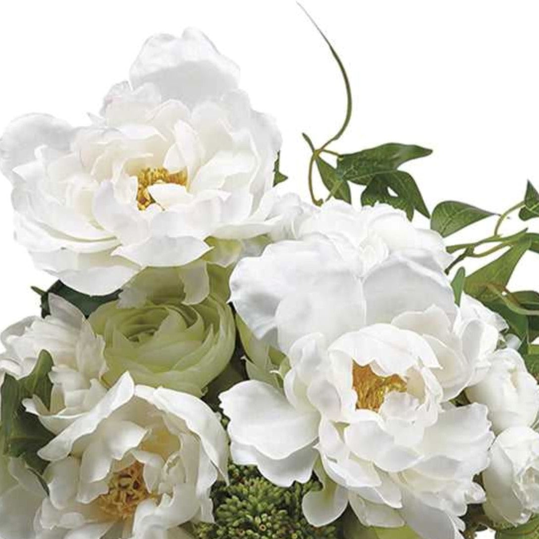 The Geneviève Peony & Ranunculus Arrangement | White Florals in Glass
