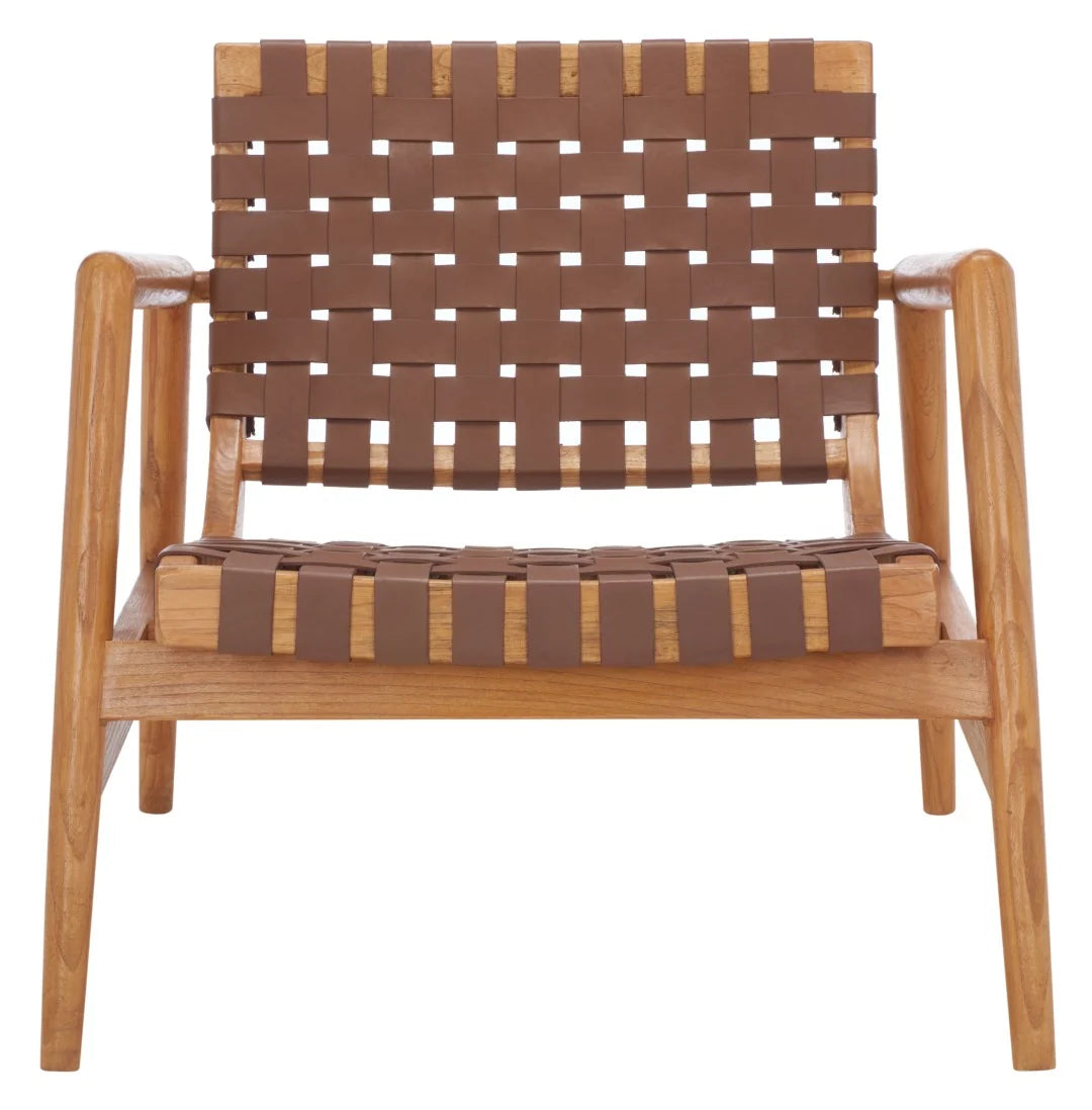 The Henri Accent Chair | Woven Cognac Leather