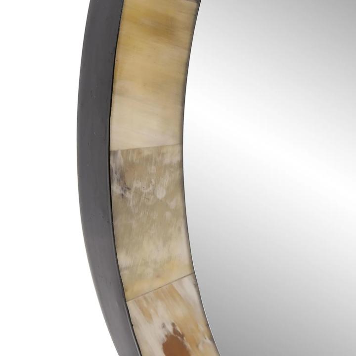 Second product view of the Godfrey Horn Mirror showing the softly varied natural horn inlay.
