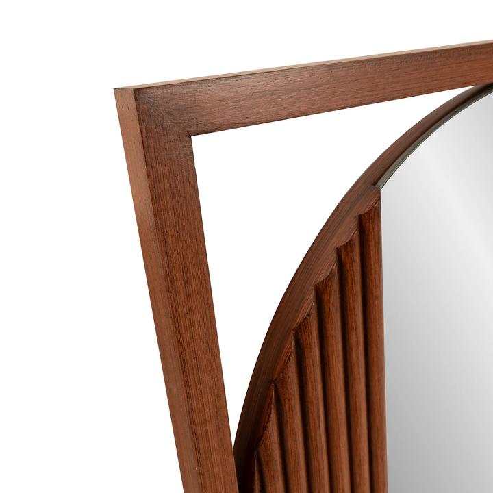 Second product view of the Louise Wood Mirror showing the circle-within-a-square geometry.