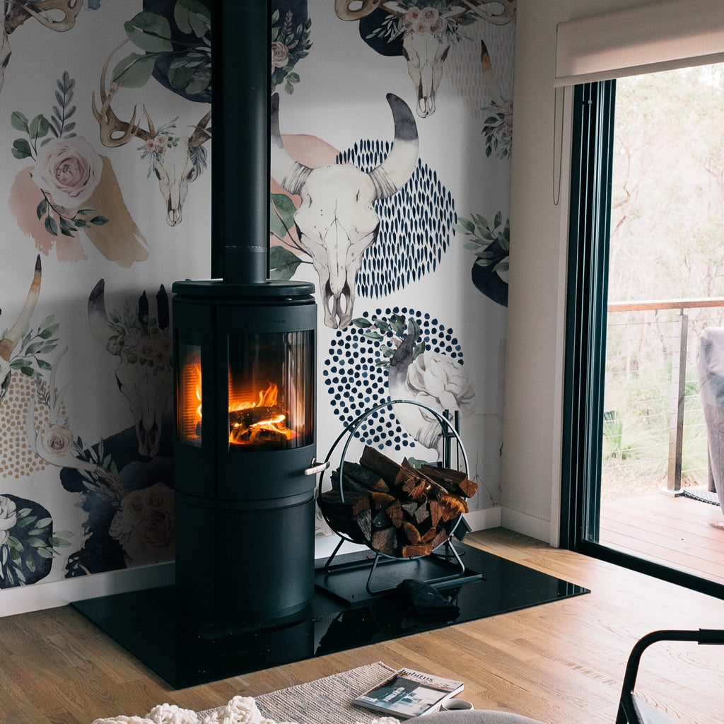 The Lawless Rose Wallpaper | Navy, Blush & Sage