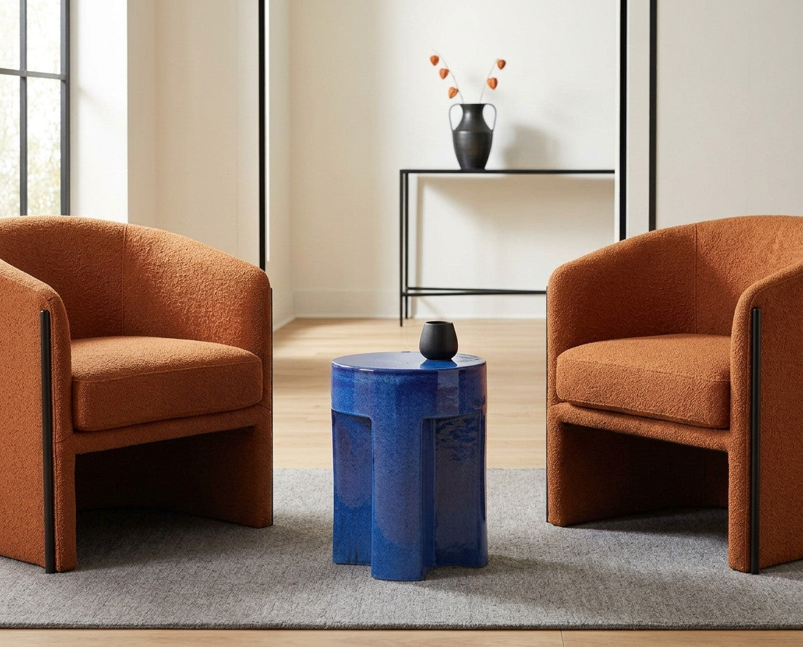 The Marin Ceramic Stool shown in a clean product view highlighting its materials, finish, and overall silhouette.