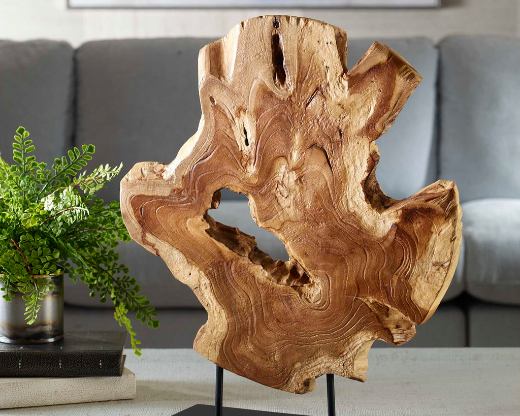 The Bastien Wood Sculpture | Natural or Blue-Green Wood