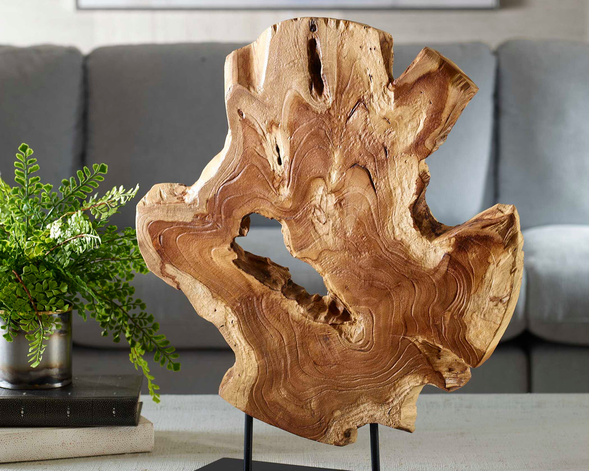 The Bastien Wood Sculpture | Natural or Blue-Green Wood