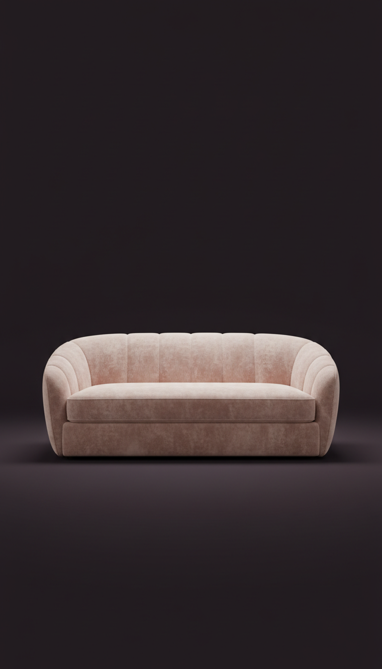 Porcelain Blush velvet statement sofa