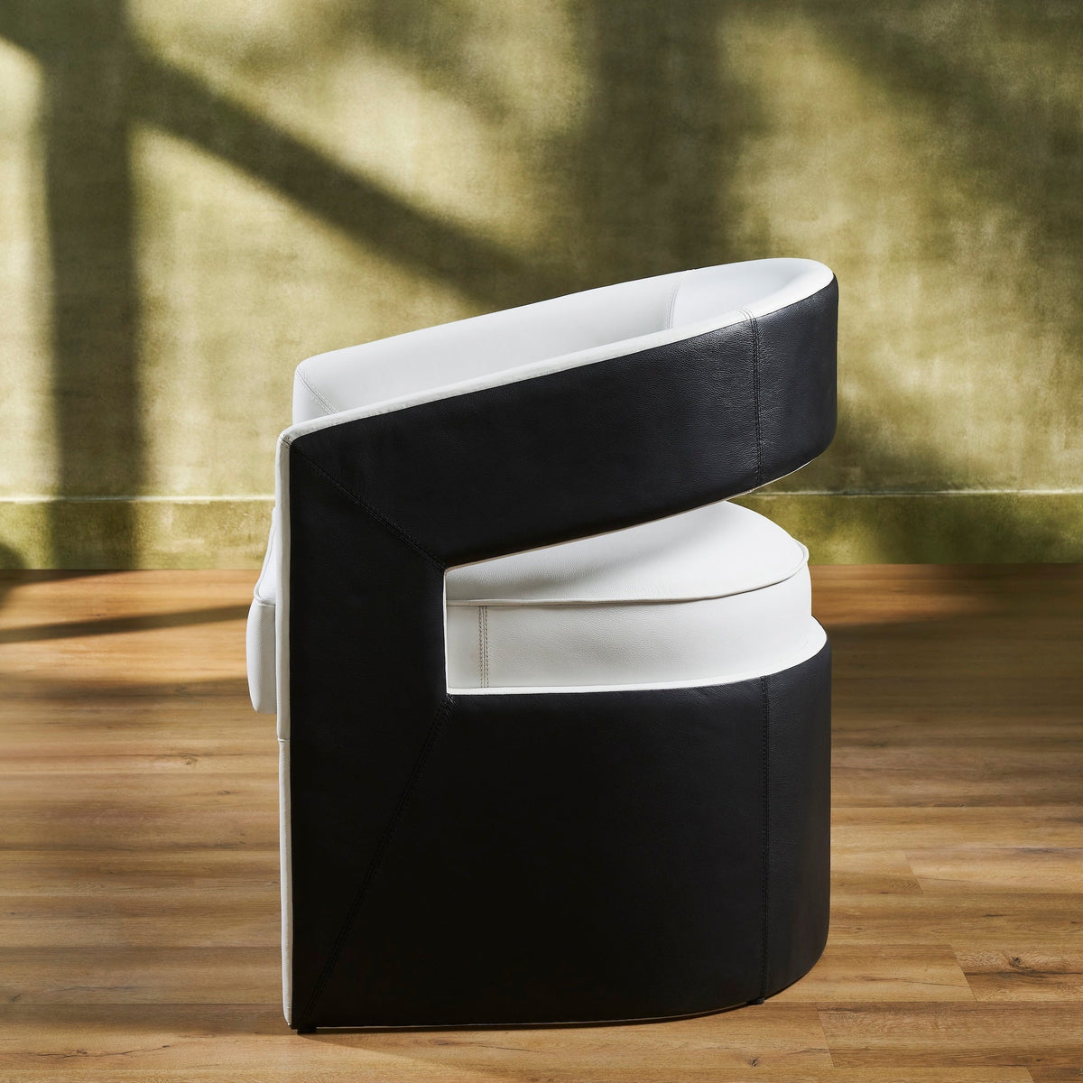 The Sabine Accent Chair | Black & White Top-Grain Leather