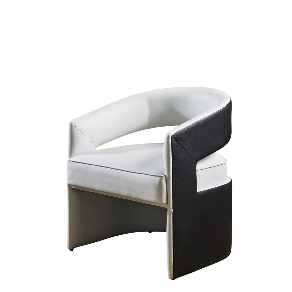 The Sabine Accent Chair | Black & White Top-Grain Leather
