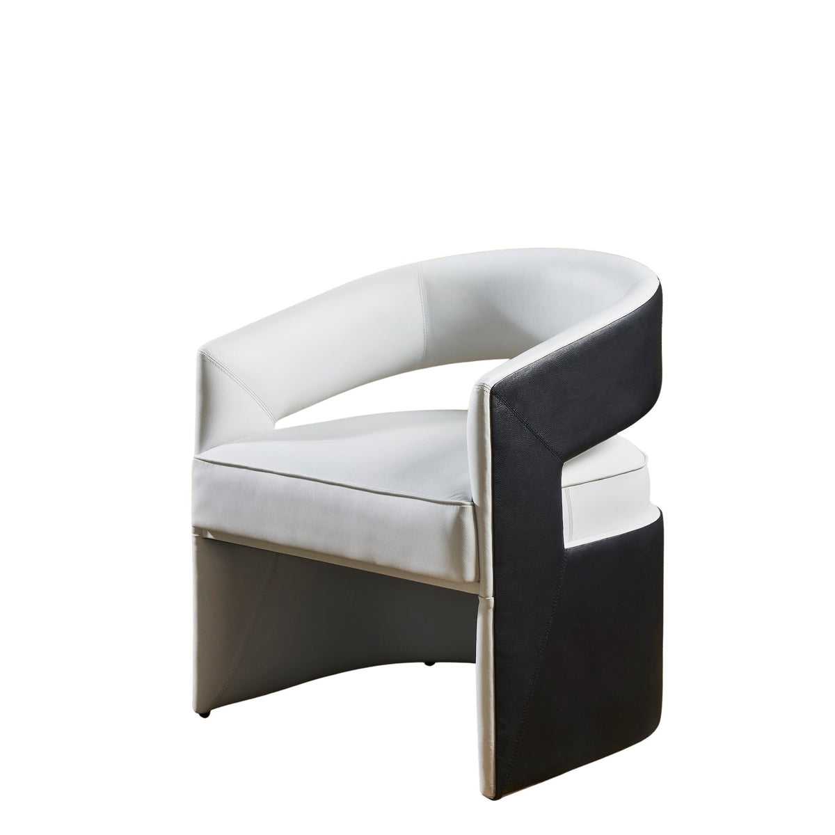 The Sabine Accent Chair | Black & White Top-Grain Leather