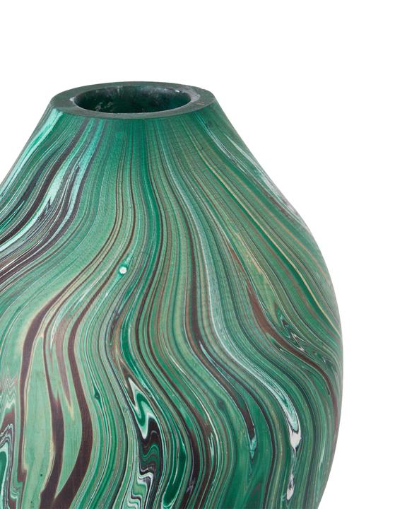 The Tamarind Green Vase shown in another view with its elongated seed-pod shape.
