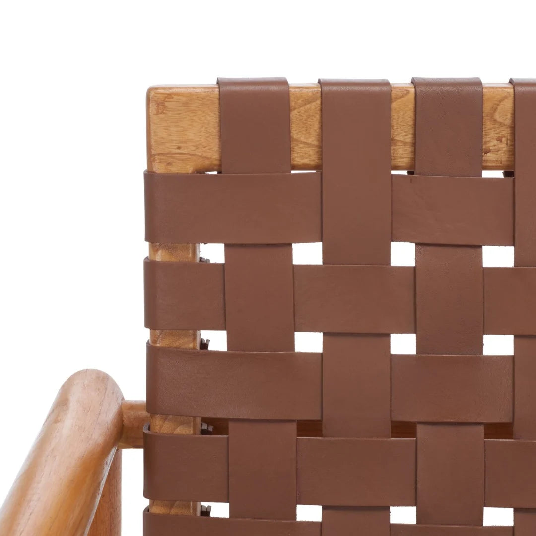 The Henri Accent Chair | Woven Cognac Leather