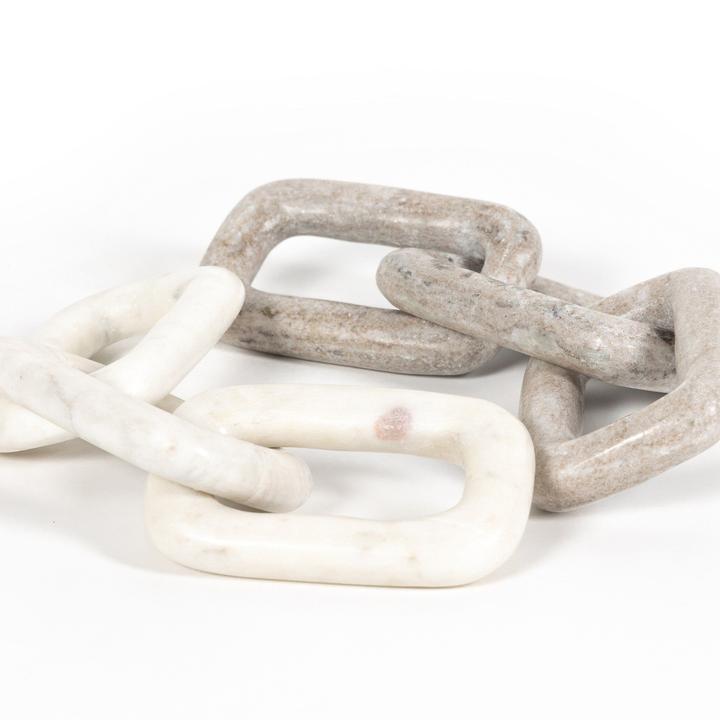Alternate Marlow Marble Chain showing one example of the natural color and veining variation in the marble.