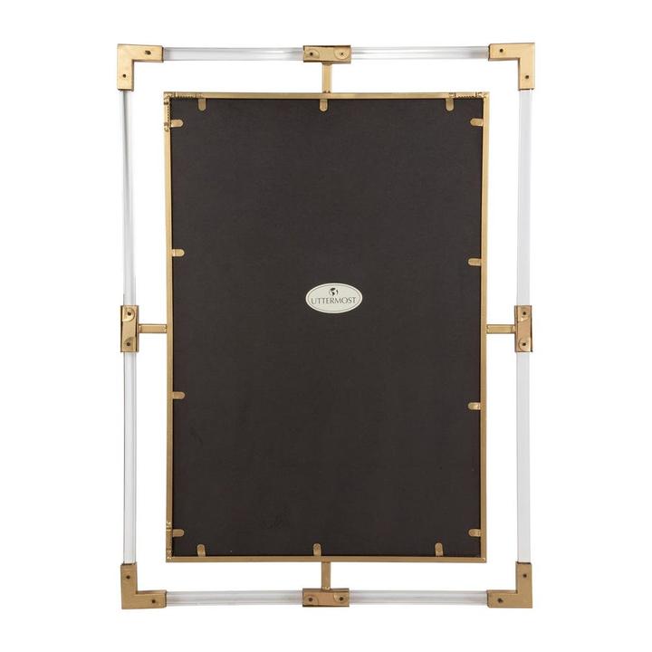 Additional view of the Gabrielle Mirror showing the broad beveled mirror edge and gold frame.