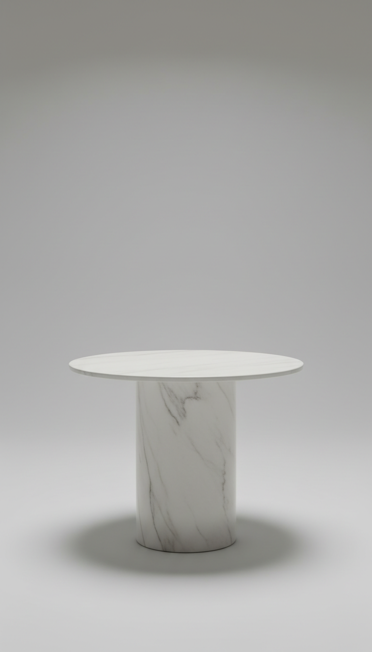 Minimalist Pedestal Table in White Marble